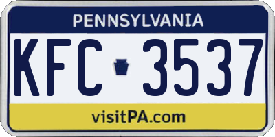 PA license plate KFC3537