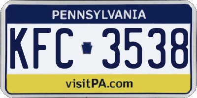 PA license plate KFC3538