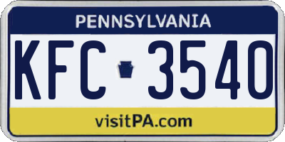 PA license plate KFC3540