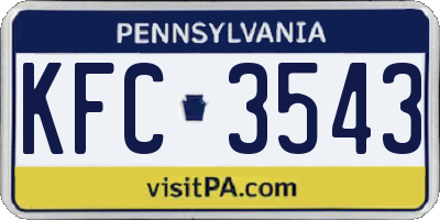 PA license plate KFC3543