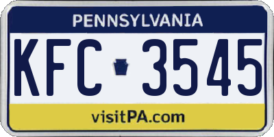 PA license plate KFC3545