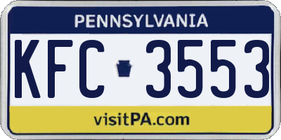 PA license plate KFC3553