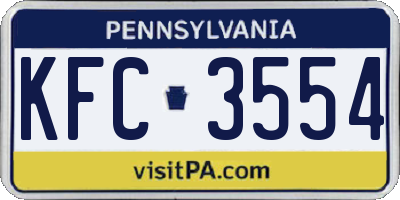 PA license plate KFC3554