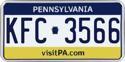 PA license plate KFC3566