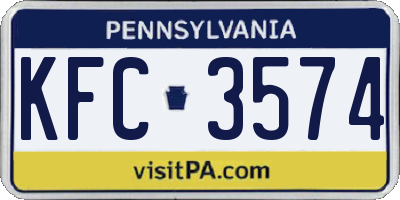 PA license plate KFC3574