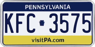 PA license plate KFC3575
