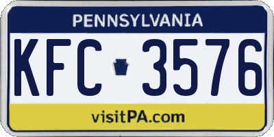 PA license plate KFC3576