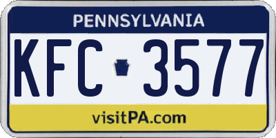 PA license plate KFC3577