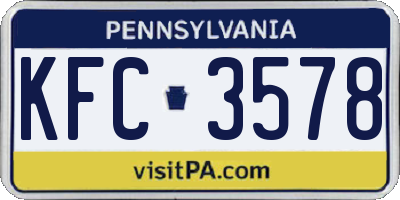 PA license plate KFC3578