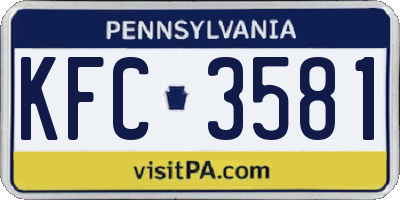 PA license plate KFC3581