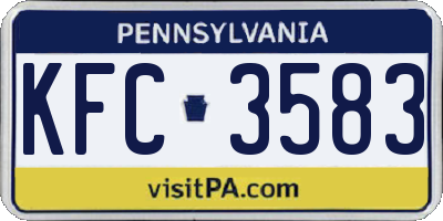 PA license plate KFC3583