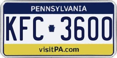 PA license plate KFC3600