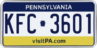 PA license plate KFC3601