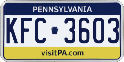 PA license plate KFC3603