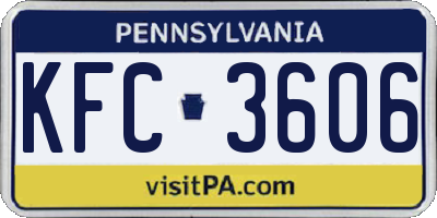 PA license plate KFC3606