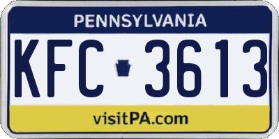 PA license plate KFC3613