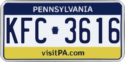 PA license plate KFC3616