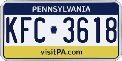 PA license plate KFC3618