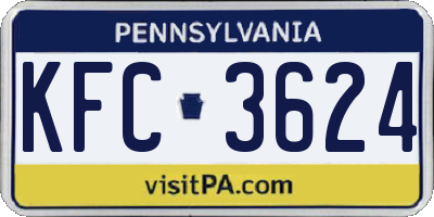 PA license plate KFC3624