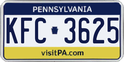 PA license plate KFC3625