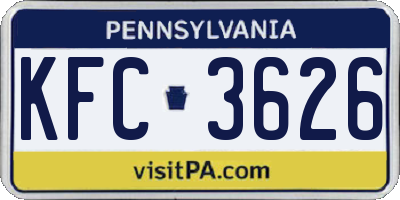 PA license plate KFC3626