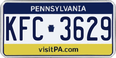 PA license plate KFC3629
