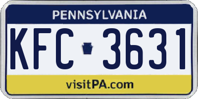 PA license plate KFC3631
