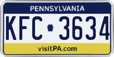 PA license plate KFC3634