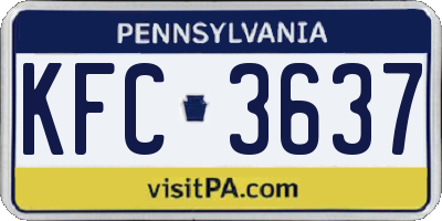 PA license plate KFC3637