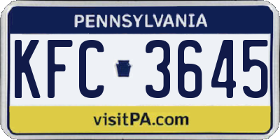 PA license plate KFC3645