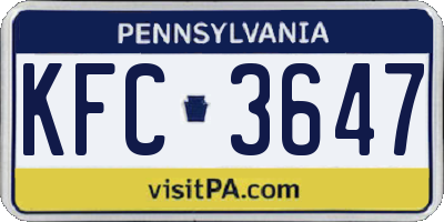PA license plate KFC3647