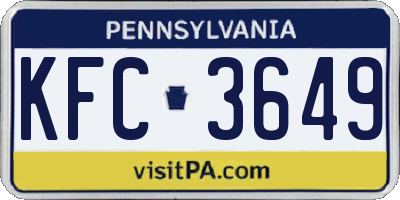 PA license plate KFC3649