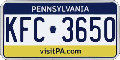 PA license plate KFC3650