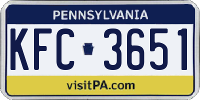 PA license plate KFC3651