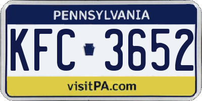 PA license plate KFC3652