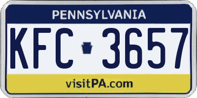 PA license plate KFC3657