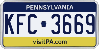 PA license plate KFC3669