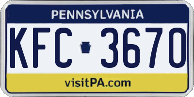 PA license plate KFC3670