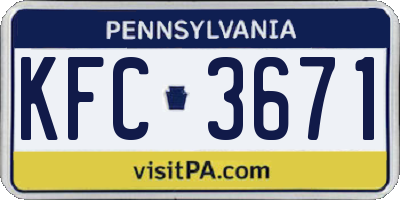 PA license plate KFC3671