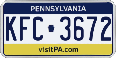 PA license plate KFC3672