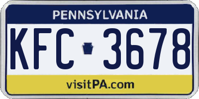 PA license plate KFC3678