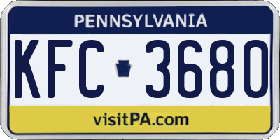 PA license plate KFC3680