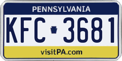 PA license plate KFC3681