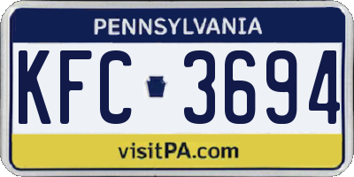 PA license plate KFC3694
