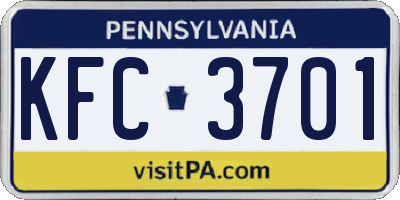 PA license plate KFC3701