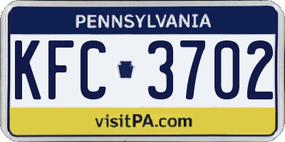 PA license plate KFC3702