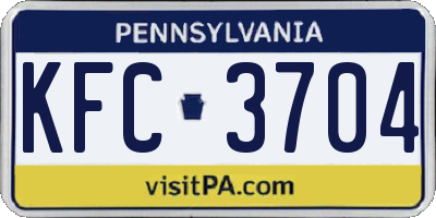 PA license plate KFC3704