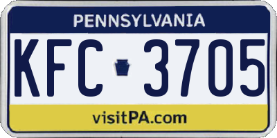 PA license plate KFC3705