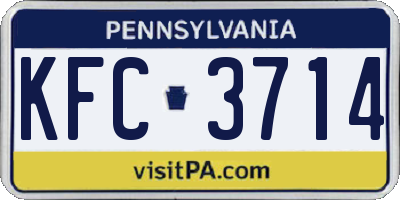 PA license plate KFC3714