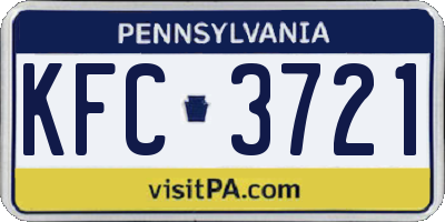 PA license plate KFC3721